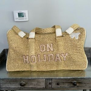 Stoney clover lane woven raffia duffel bag